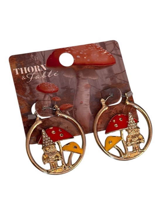 Thorn & Fable Jewelry - Thorn & Fable Gnome Mushroom Hoop Earrings - Red & Yellow